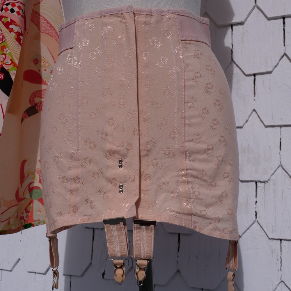 Vintage 60s Twilfit Foundations pale pink jacquard corset girdle skirt - Picture 8 of 8